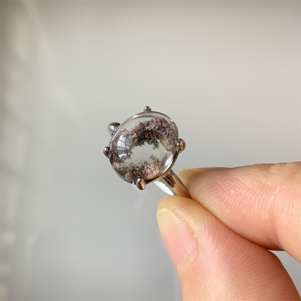 Pilates Ring Magic - Lodolite cincin wanita Quartz alami, cincin