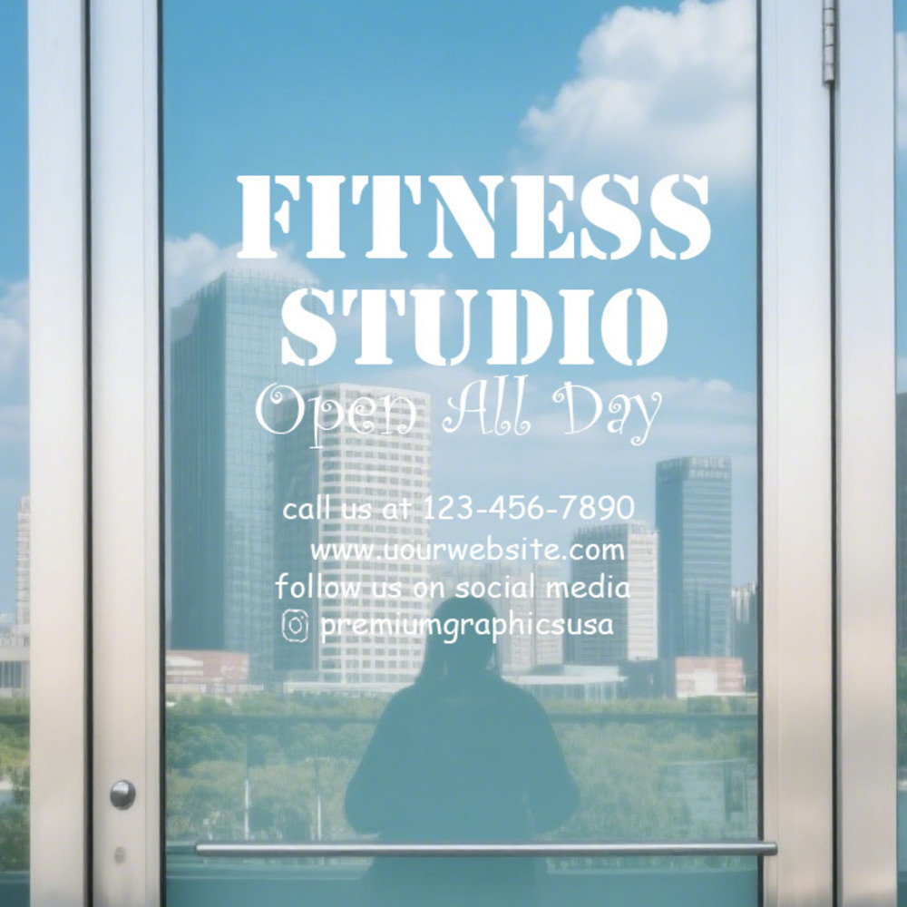 Pilates Yoga Or Gym - Stiker Jendela Studio yang Dapat Disesuaikan/Nama