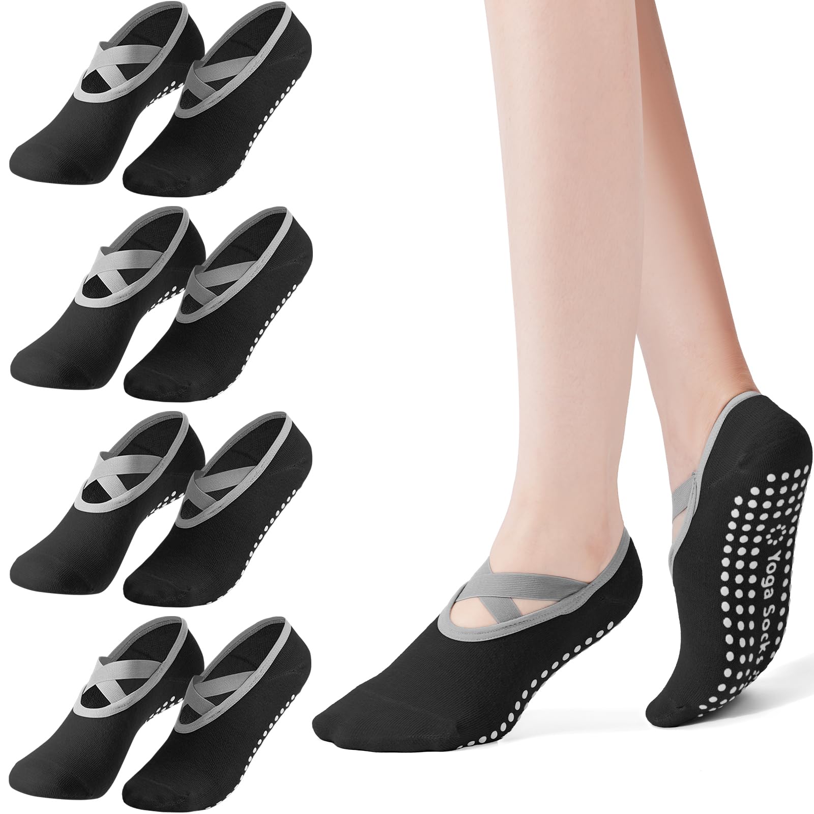 Pilates Yoga Bag - 4-Pasang Kaus Kaki Pilates Wanita, Kaus