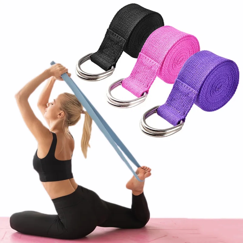 Pilates Yoga Ring - Tali Yoga latihan katun 183*3.8cm sabuk