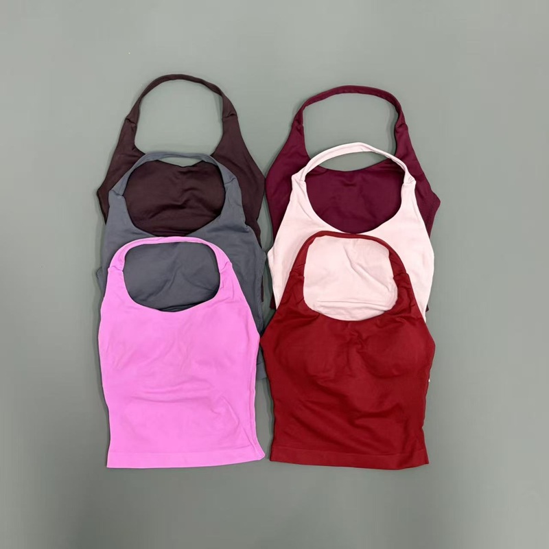 Pilates Yoga Wear - Tank Top Gym Wanita Punggung Terbuka